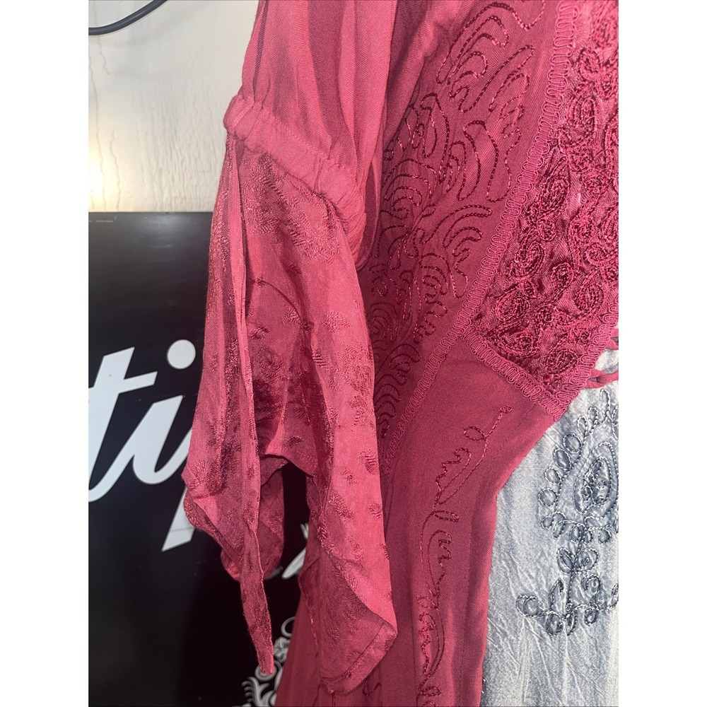 Burgundy Festival Fairy Ren Corset Handmade Jacket Lace up Fairycore Size 1X/2X - Picture 4 of 12